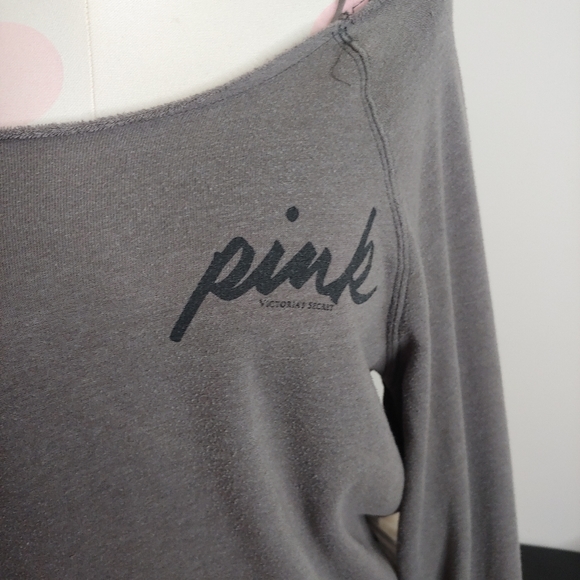 PINK Victorias Secret | Y2k French Terry soft off the shoulder sweatshirt small - Picture 4 of 14